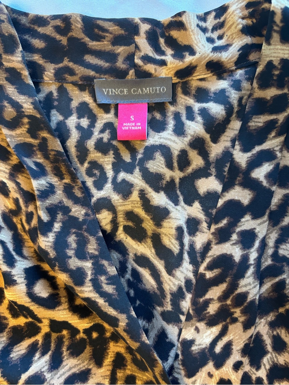 Vince Camuto Leopard Print Sleeveless V-Neck Top - Black & Brown - Picture 5 of 5